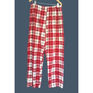 ED- MENS PLAID FLEECE ELASTIC WAIST STRAIGHT LEG PAJAMAS BOTTOMS SIZE X-LARGE
